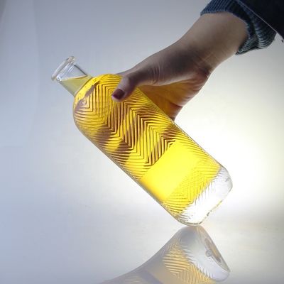 Bottiglia di vetro trasparente di 750 ml di capacità con incisione di pietra extra con sughero di 500 ml di capacità