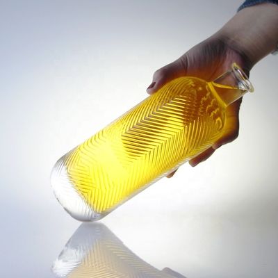 Bottiglia di vetro trasparente di 750 ml di capacità con incisione di pietra extra con sughero di 500 ml di capacità