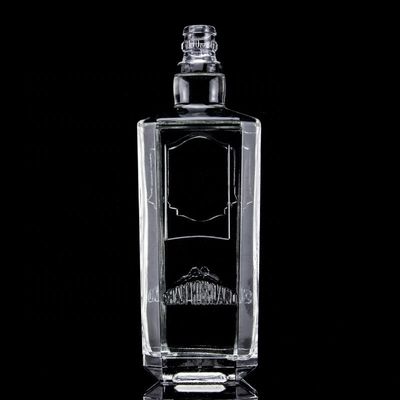 750ml 75cl Super Flint Quadrato Bottiglia in vetro in rilievo con tappo a vite Rum Vodka Whisky