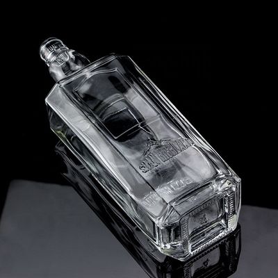 750ml 75cl Super Flint Quadrato Bottiglia in vetro in rilievo con tappo a vite Rum Vodka Whisky