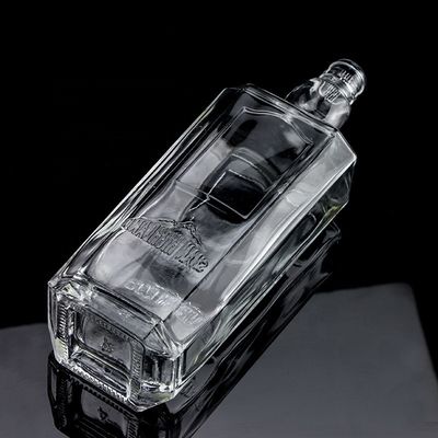 750ml 75cl Super Flint Quadrato Bottiglia in vetro in rilievo con tappo a vite Rum Vodka Whisky