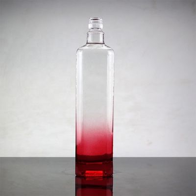 Bottiglia in vetro quadrato blu da 750 ml con colore a gradiente e tappo a vite