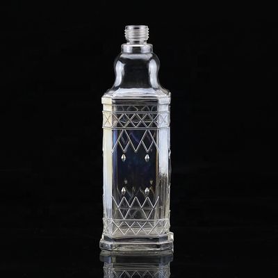 Bottiglia di liquore vuota in vetro intagliata 500 ml 750 ml per alcolici distillati di alta qualità