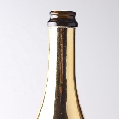 Bottiglie di vetro di champagne d'oro personalizzate con tappo di plastica per materiali di corpo in vetro