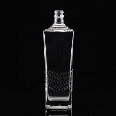 Bottiglia di vetro trasparente o personalizzata 250ml 500ml 700ml 750ml Bottiglia di liquore in vetro quadrato